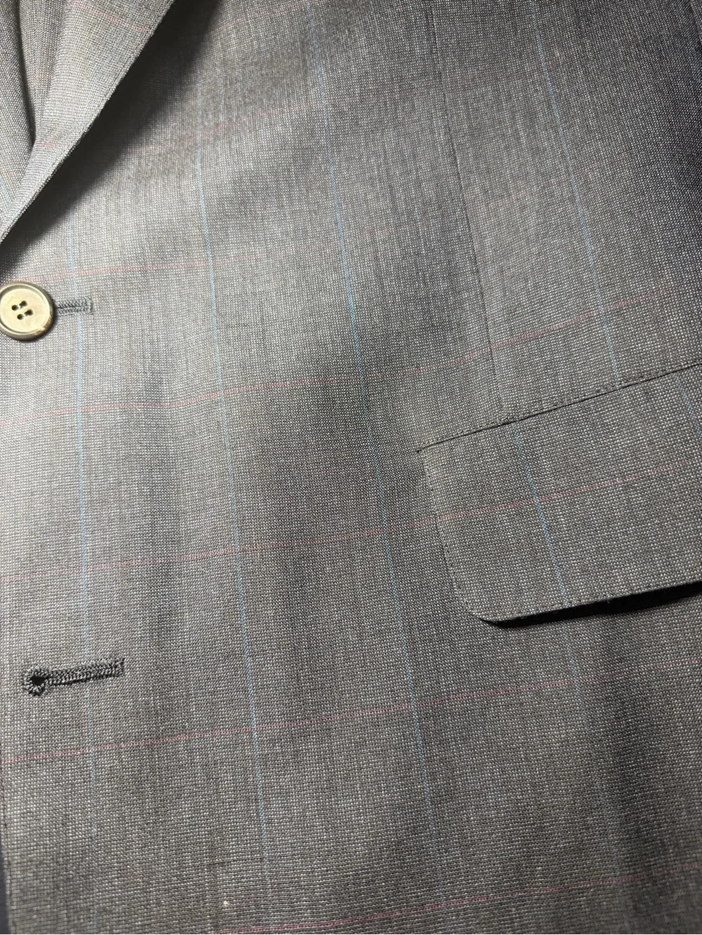 Brooks Brothers 2 Piece Suit Grey Blue Windowpane Half Lined MIUSA 42r 36x30